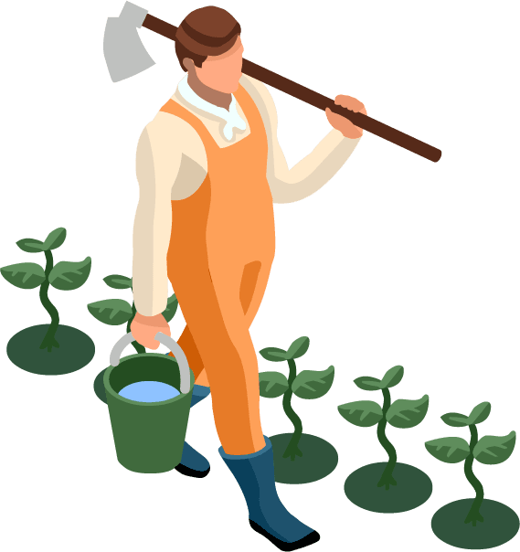 graphic drawing of farmer in a field
